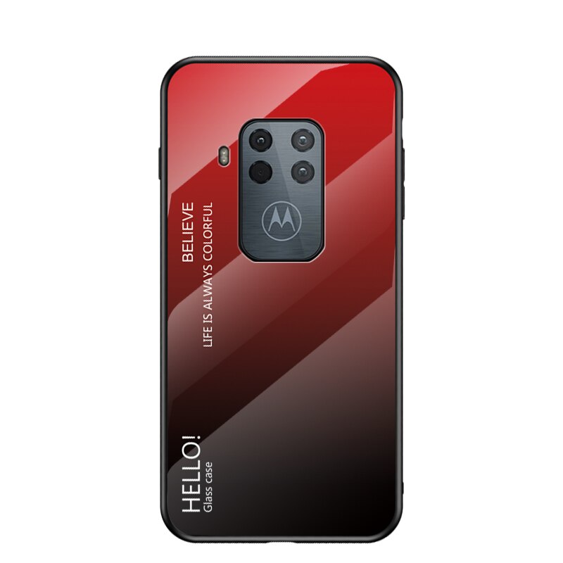 Oudini til motorola moto one zoom cover gradient glas kuffert til moto one zoom cover: Rød