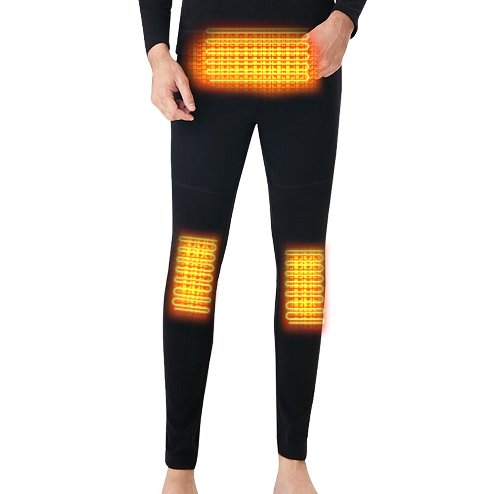 Winter Heated Underwear USB Battery Powered Fleece Thermal Heating Motorcycle Jacket Moto Long Johns Pants Electric Suit Men: Pants Male  / XXL
