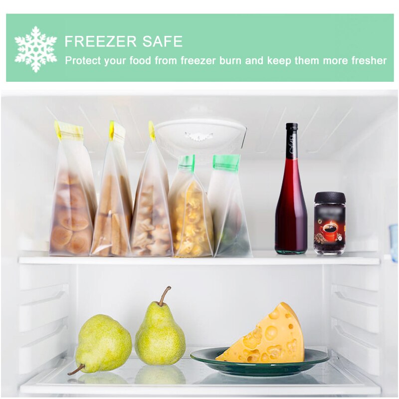 PEVA Food Storage Containers Reusable Silicone Fresh Bags Moistureproof Refrigerator Vacuum Sealed Bag For Sandwich Snack Fruits