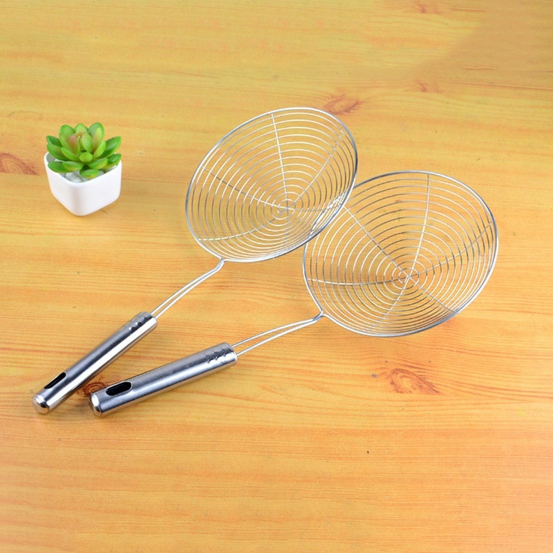 Escurridor sólido para freír patatas fritas, cucharón de acero inoxidable, utensilio de cocina