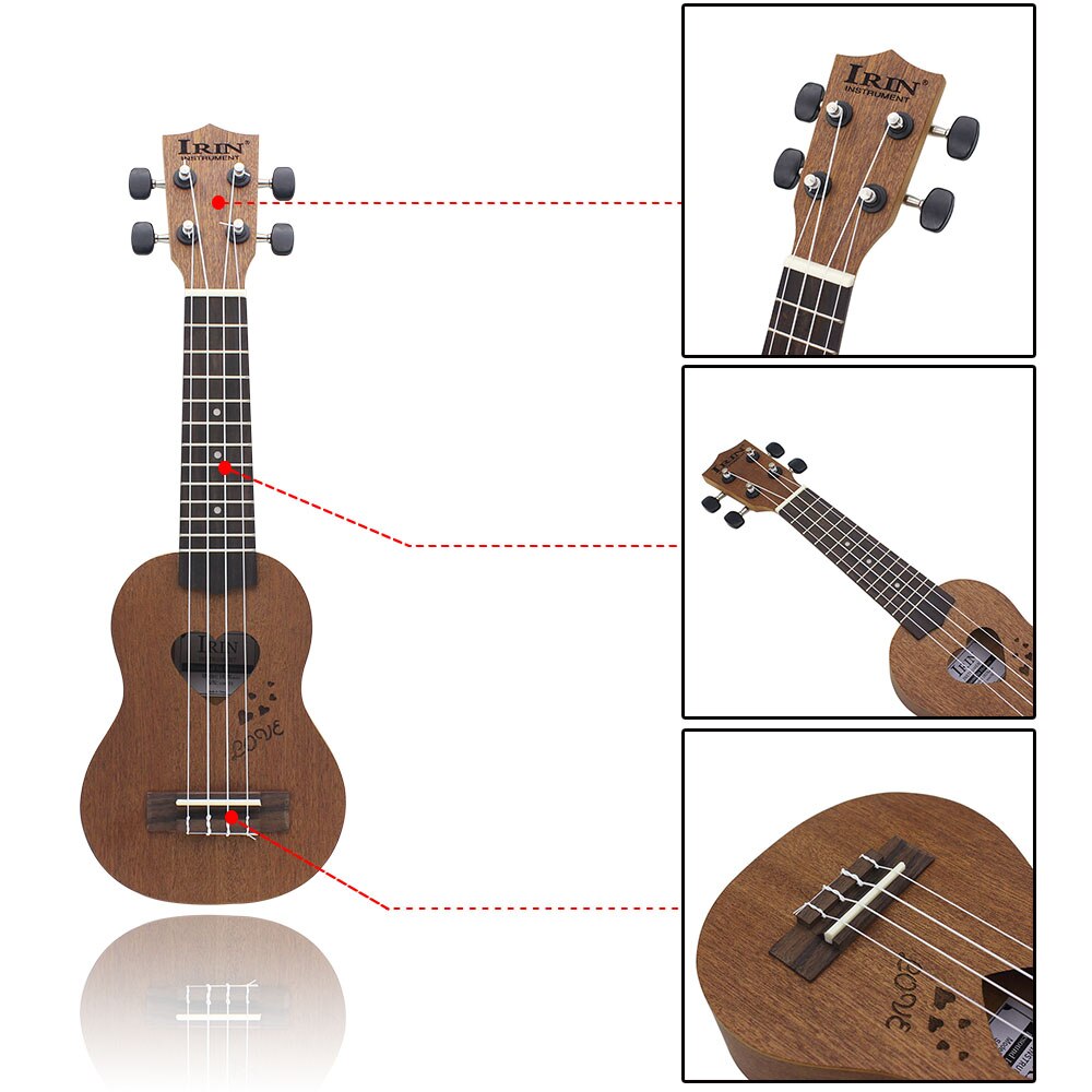 17 Mini Ukelele Ukulele Spruce/Sapele Top Rosewood Fretboard Stringed Instrument 4 Strings with Gig Bag