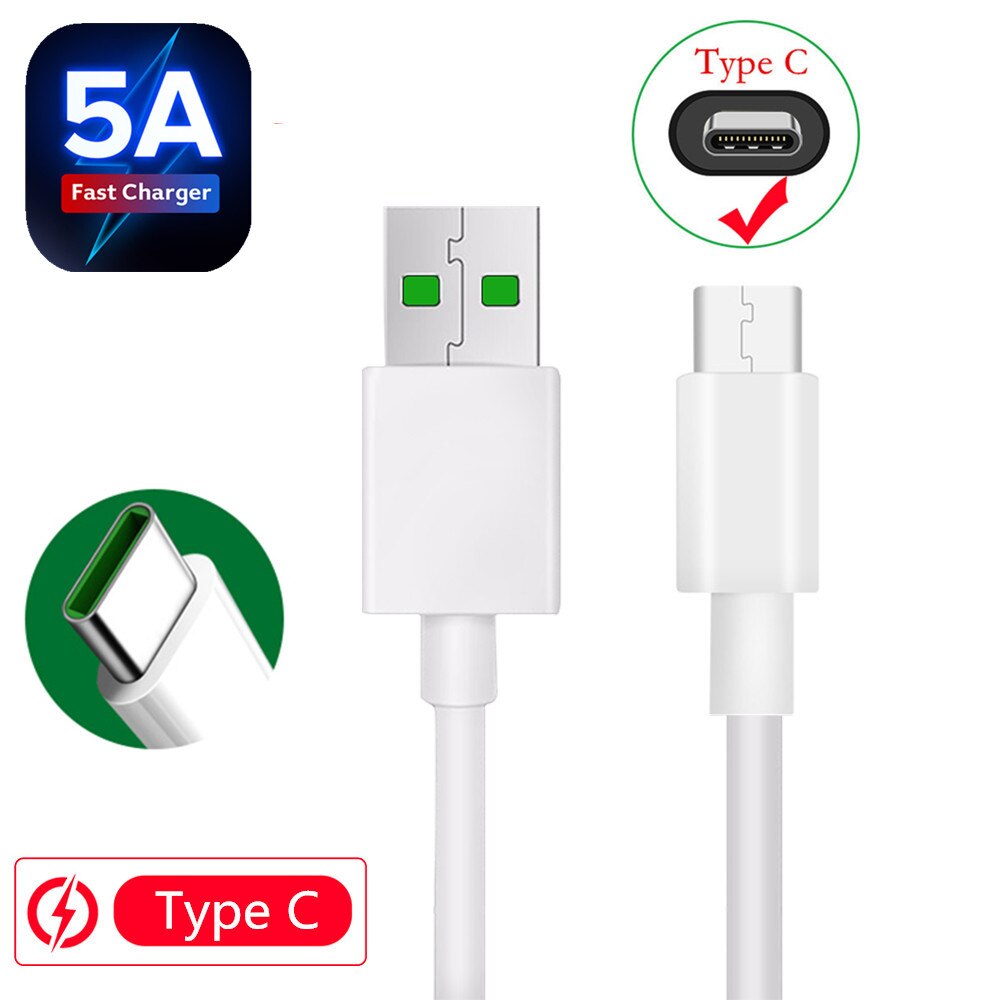 5A VOOC Flash Fast Charger Type C Charge Cable For OPPO A52 K5 Vivo iQOO 3 V17 Realme Narzo X50 X3 For Xiaomi POCO X3 Redmi 9 9A