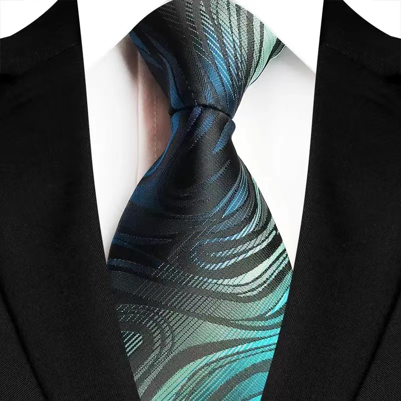 Cravate de luxe pour hommes, 8CM, rayures de couleur verte, motif Floral, solide, pour marié, tissée en Jacquard, pour fête d'affaires et de mariage