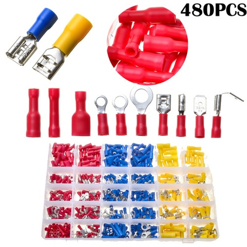 Kit d'assortiment de cosses de câble, 280/480/720 pièces, fil plat femelle et mâle isolé, connecteurs de câbles électriques, jeu de bornes à sertir