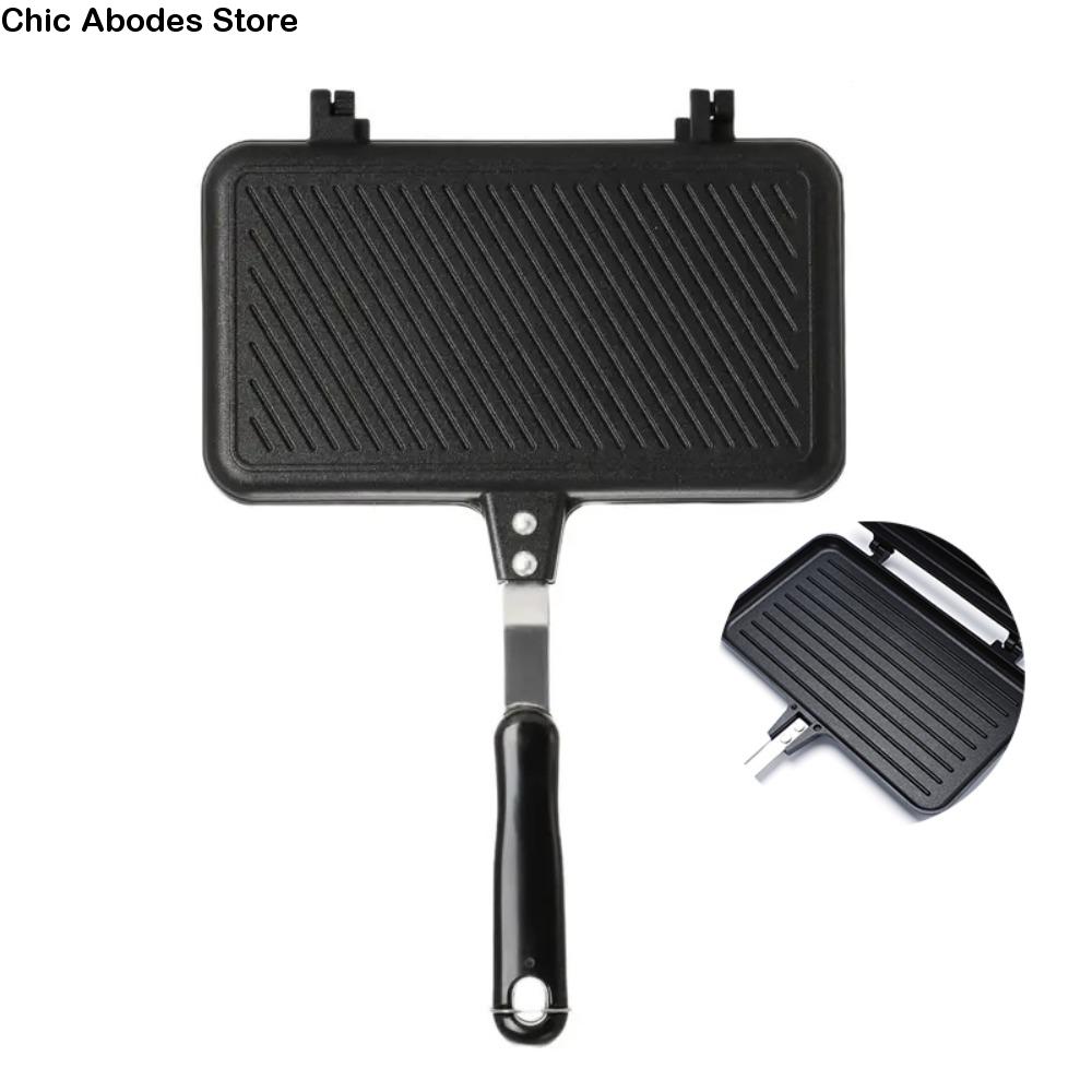 Double-Sided Breakfast Sandwich Baking Pan Aluminium Alloy Detachable Toast Frying Pan Heat-resistant Sandwich Maker Waffle