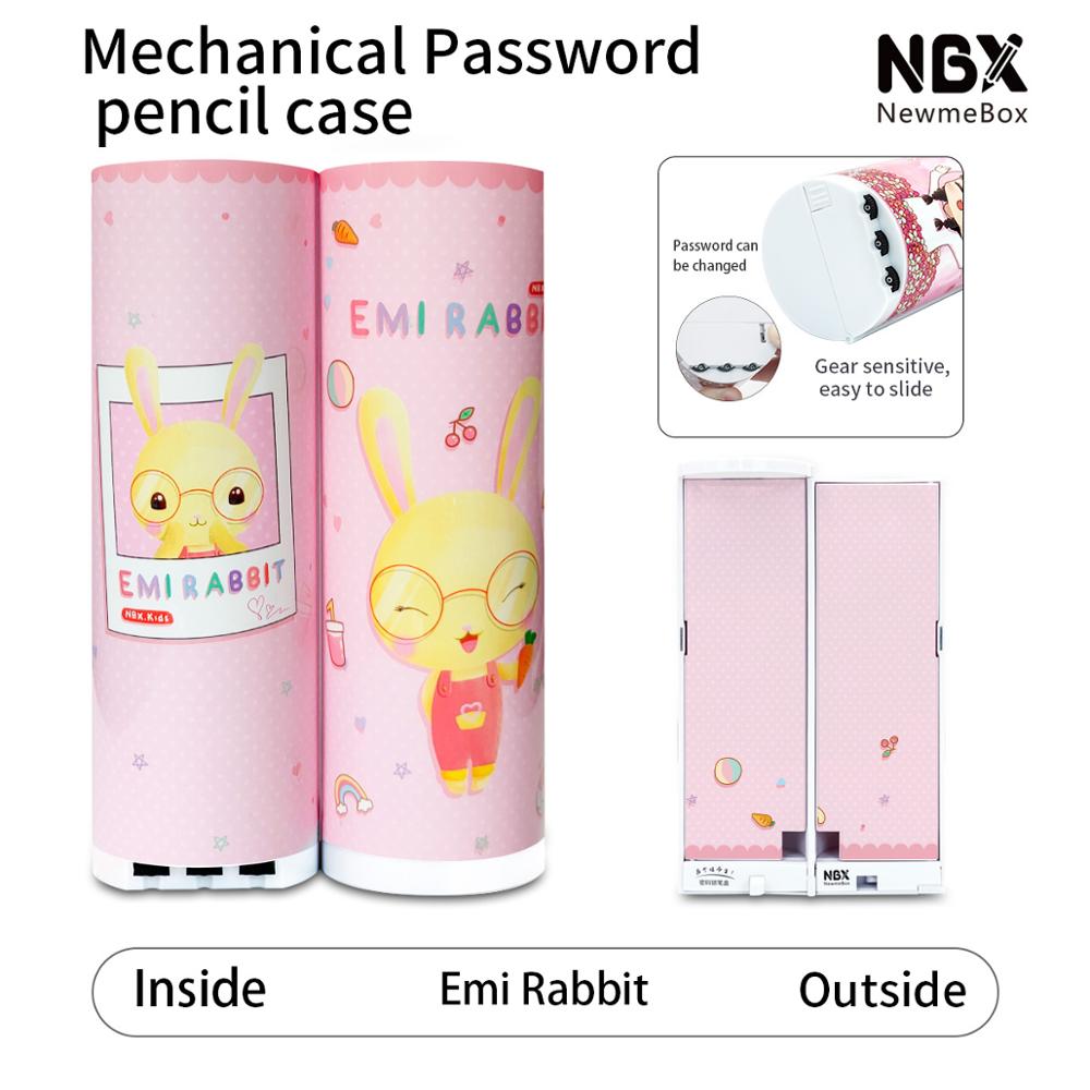 NBX cute animal pattern cylindrical stationery case made in China ins mechanical code lock pencil box Pencil cases for office: password simple 07
