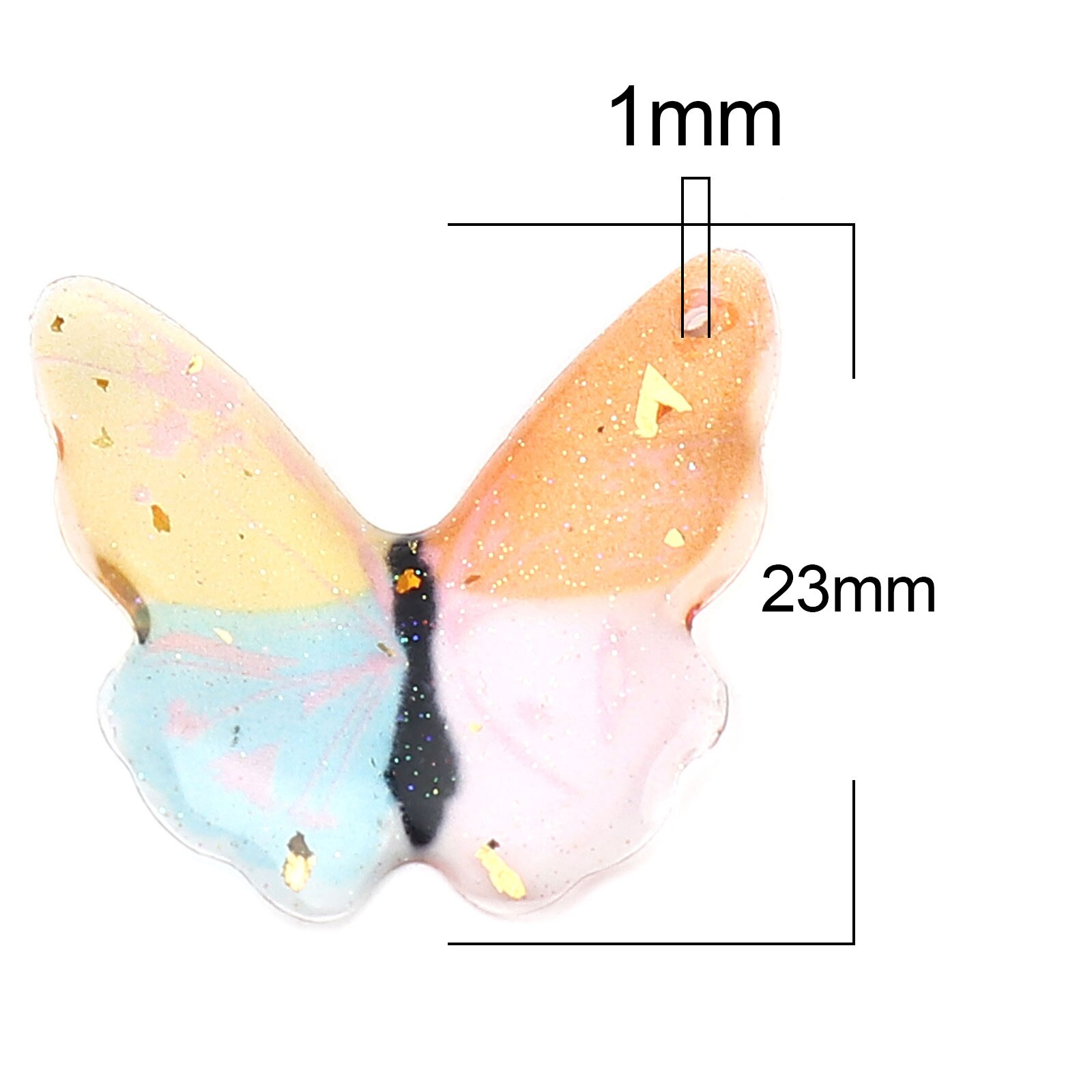 3/5PCs fascini del pendente della serie della farfalla dell'insetto della resina per la fabbricazione di gioielli foglia d'oro farfalla animale blu viola stagnola 23mm x 22mm: 5PCs-10