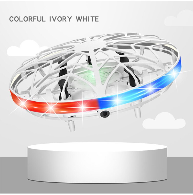 ZK20 Magical Fingertip Flying Ground Amphibious Gyro Levitation Induction Gyro UFO Drone Adult Decompression Toy Kids Toy: no RC white