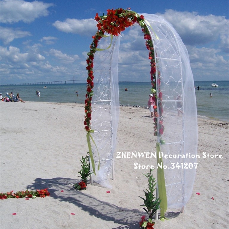 Hvid metal bryllup bue pergola have bagtæppe stå blomst ramme ægteskab diy fest dekoration 240 x 140cm