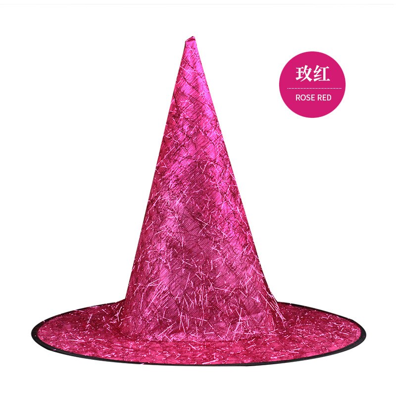 Sombrero de bruja de pelo largo dorado, accesorios decorativos para Halloween,: 8rose red