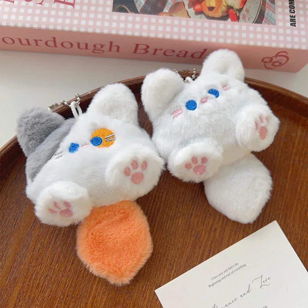 2 stks Kawaii Zachte Pluche Kat Pop Hanger Sleutelhanger Rugzak Pop Sleutelhanger Paar Tas Sleutelhanger Creatieve Pluizige Grappige Decoratieve: Roze