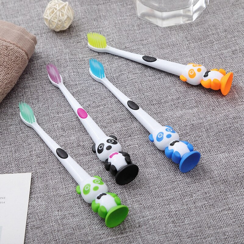 1/3/6 pçs crianças dos desenhos animados do bebê bonito macio-bristled escova de dentes crianças formação boca limpa panda forma venda quente