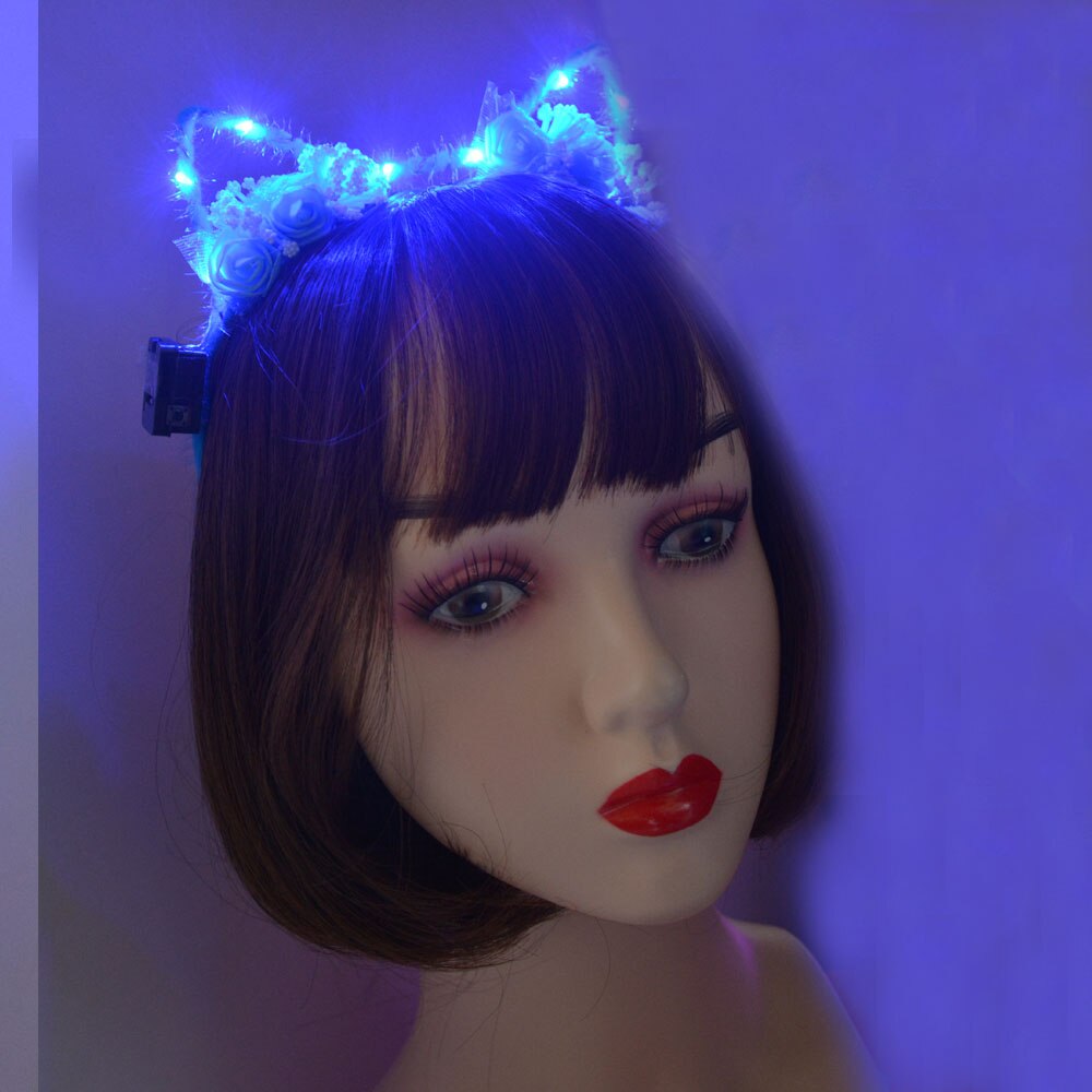 Led blinkende lys cosplay djævel hovedbånd leopard øre fest hovedbeklædning demon horn hårbøjle indretning bryllupsdag