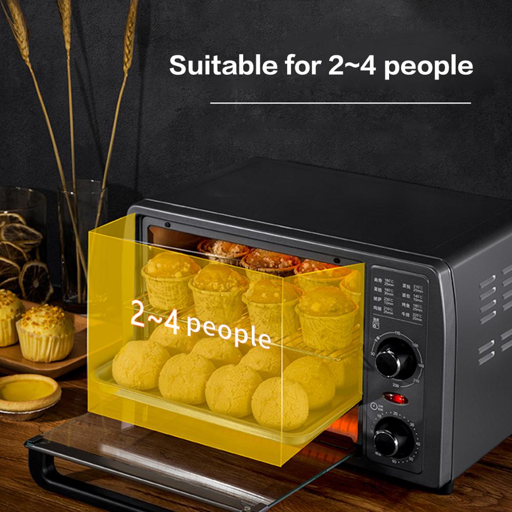 40L mini-oven Instelbare temperatuur 0-230 ℃ en 60 minuten Timing Vijf-laags grillpositie Huishouden Multifunctioneel automatisch bakken Elektrische oven Kan hele kip braden 1600W