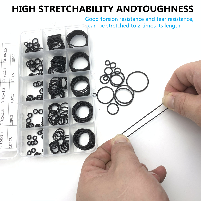 Doos Rubber NBR O Ring CS 1.5mm Assortiment Zwarte O-Ring Afdichting Set Nitril Ringen Voor Auto O Ring Kit