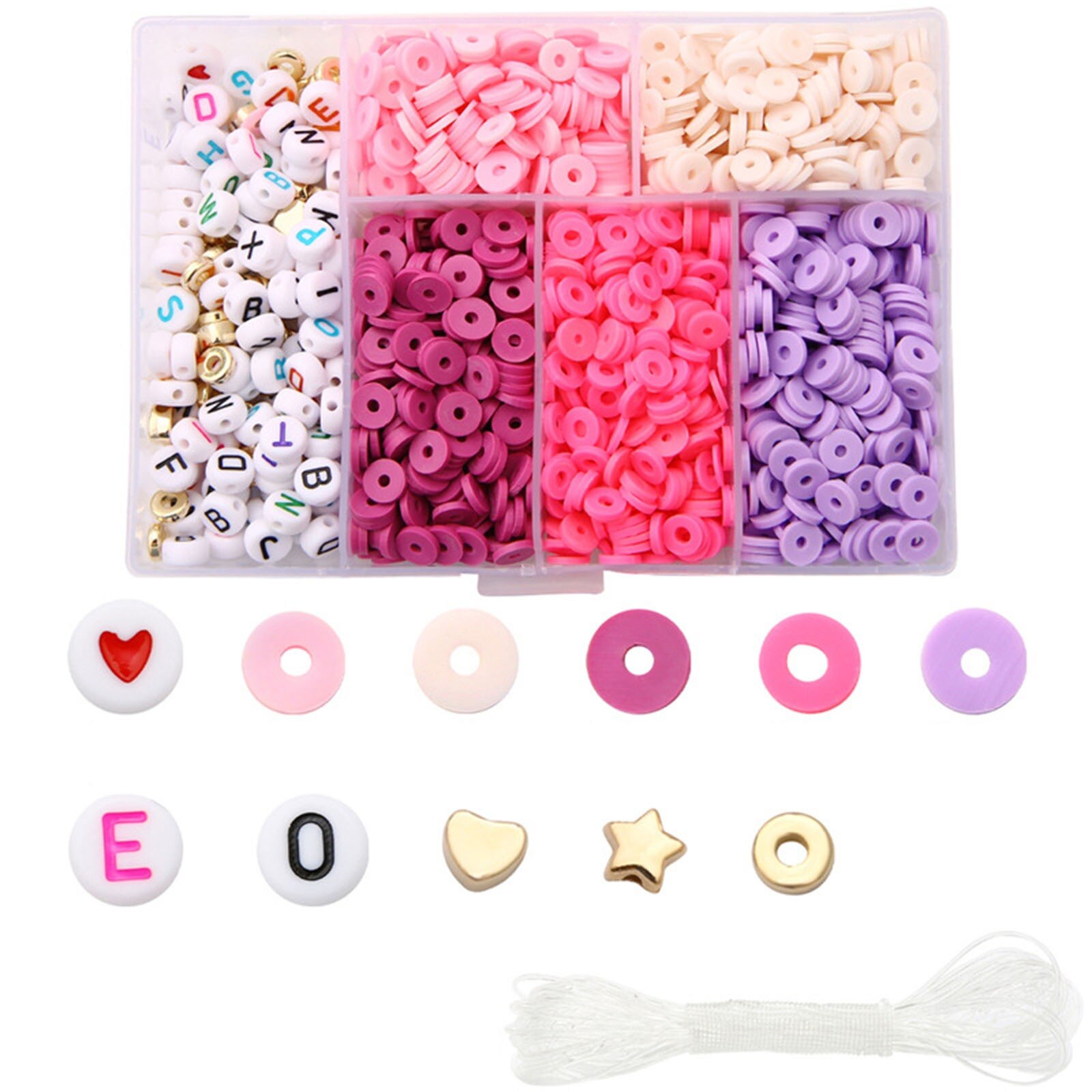1160PCs Polymer Clay Beads Set For Bracelet DIY Flat Round Arylic Letter Beads Spacer Beads DIY Jewelry Making Bracelet Necklace: 7