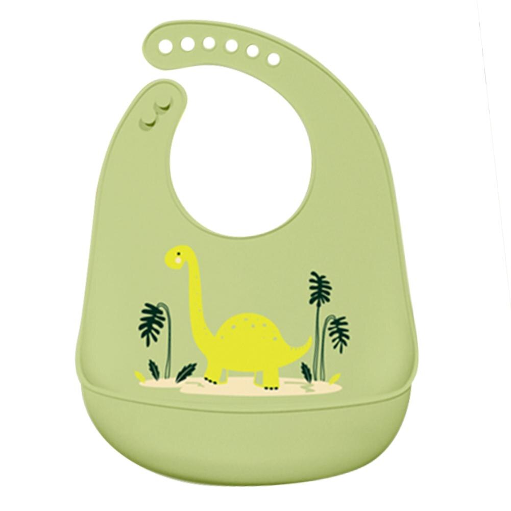 Baberos impermeables estéreo para bebé, Bandana de Saliva plegable de silicona con dibujos de animales, delantal de alimentación para niños, accesorios ajustables: E