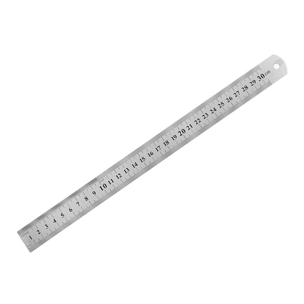 Regla recta de Metal, regla de acero inoxidable, suministros de escritura de papelería, herramientas de mano, herramienta de medición de doble cara de precisión: 300mm