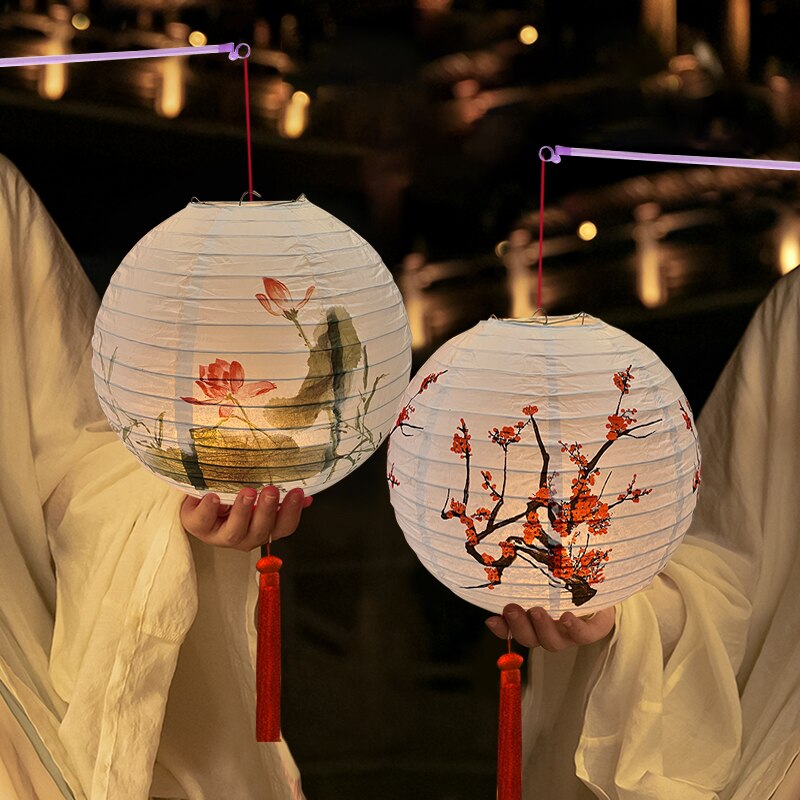 30cm Blume Pflanze Gedruckt Blume Runde Der Antike Chinesische orientalisch Stil Papier Laterne Festliche Hochzeit Geburtstag Party Heimat Dekor
