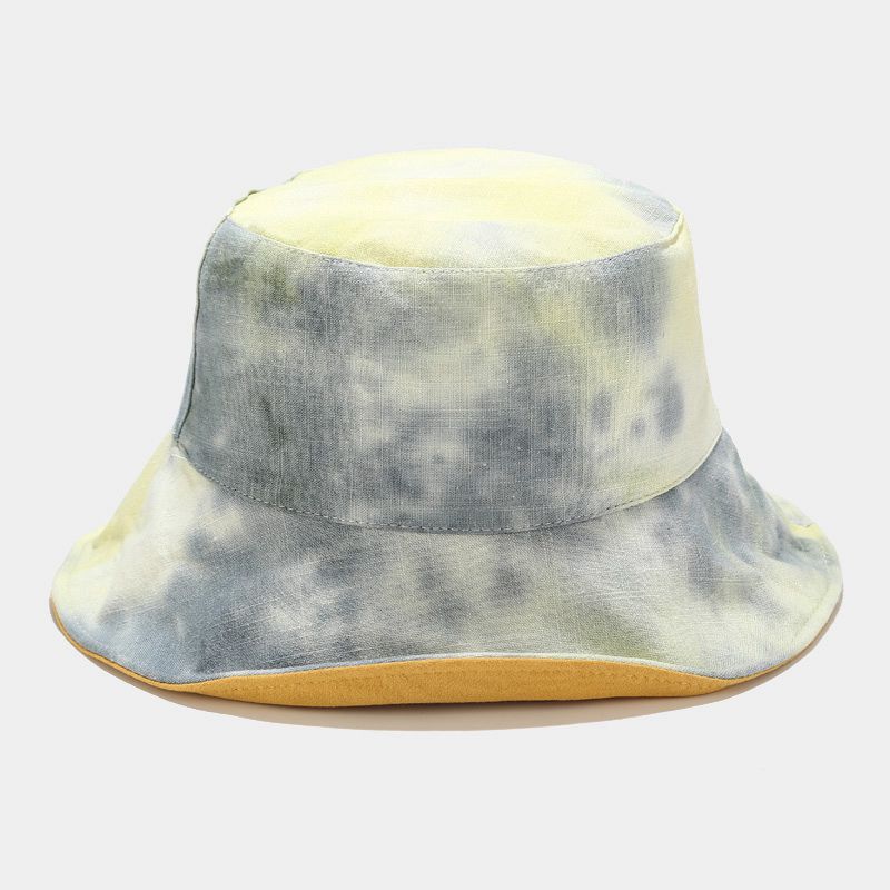 Multi-color tie dye buket hat for women Sun protection caps for ladies Girls floppy bucket Caps printing Hip Hop Hats: Yellow