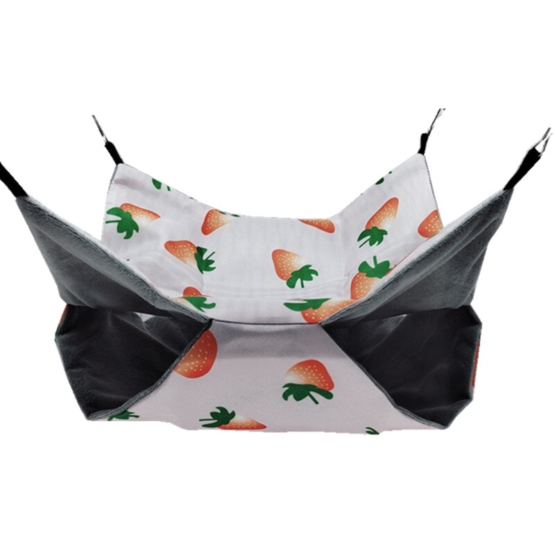 Chinchilla-SACO DE siesta para dormir, cama oscilante, escondite, jaula de animales pequeños, para mascotas, cama de felpa, escondite para hámster, fácil de usar: Strawberry