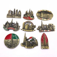 Dubai Metal Fridge Magnet Building UAE Alloy Burj Khalifa Travel Souvenir Magnetic Refrigerator Stickers Home Kitchen Decoration