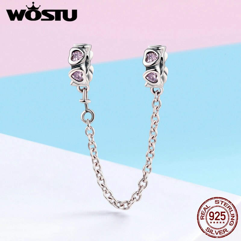 WOSTU Echtem 925 Sterling Silber Elegante Herz Ebene Perlen passen Original Charme Armbinde Für Frauen Schmuck SCC562