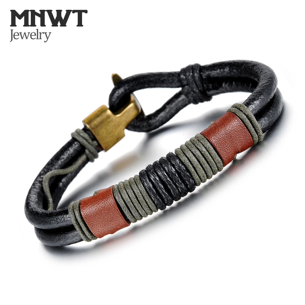 MNWT mannen Mode Lederen Armband Casual Sportief Lederen Armbanden Retro Nationale Wind Sieraden Accessoires