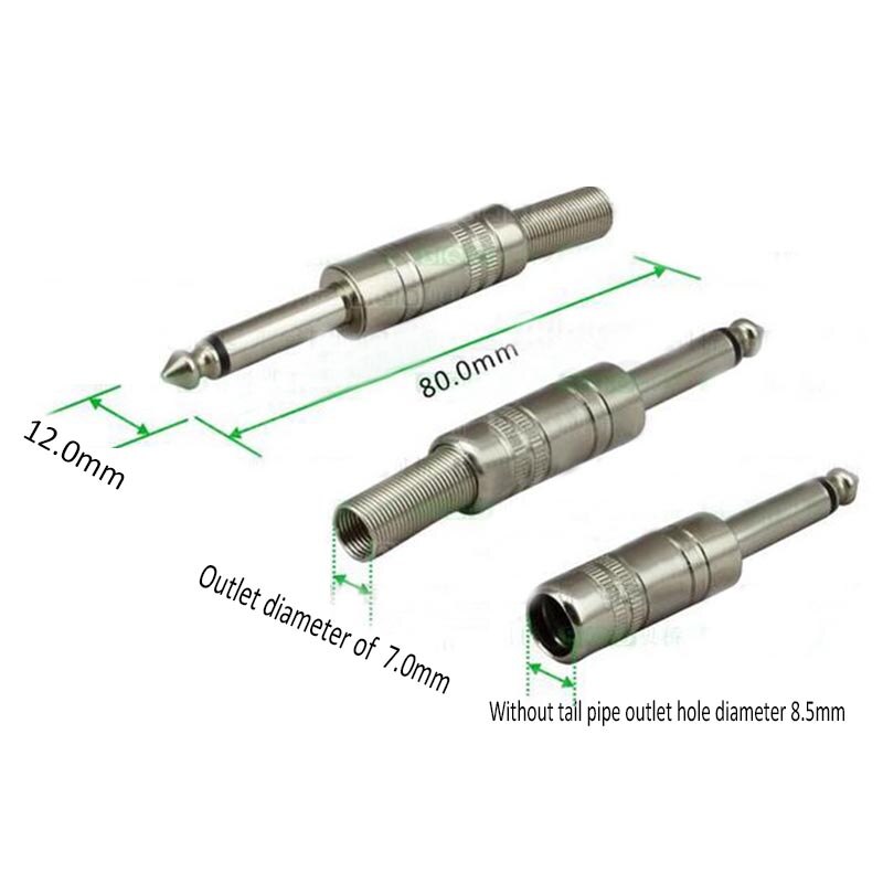 2 stks 6.35mm mono mannelijke connector solderen microfoon plug straight type