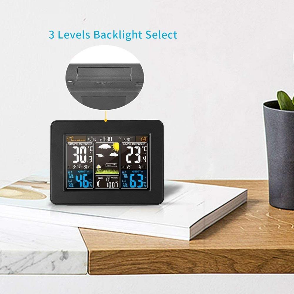 PT3365 Digital Color Forecast Weather Station Weather Clock with Alert and Temperature/Humidity/Barometer/Alarm/Moon Phase/Clock