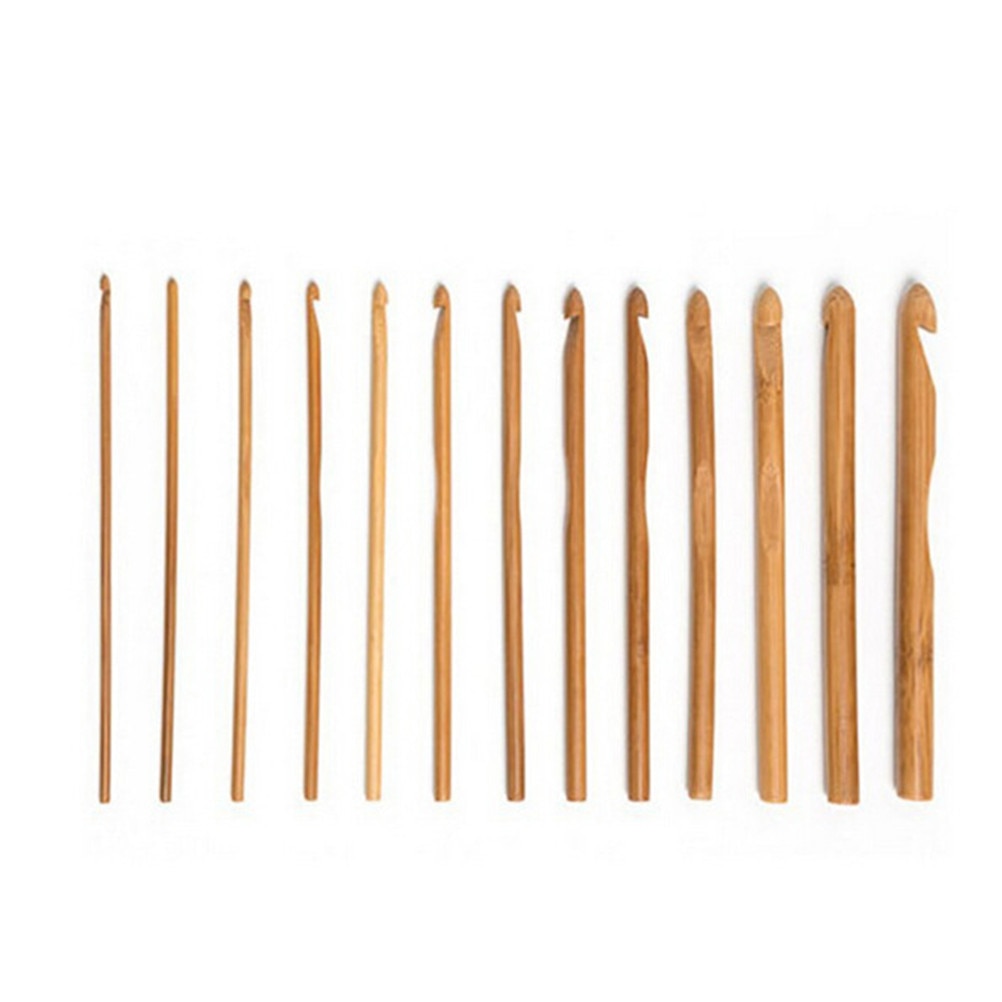 12 Stuks Bamboe Handvat Haaknaald Breien Naald Weave Garen Craft 3-10Mm Naaien Tool Kit