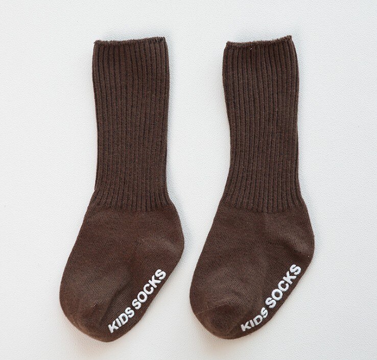 Imcute Baby Jongens Winter Sokken Cartoon Beer Kids Lente Herfst Katoen Geribbelde Houden Warme Vloer Anti-Slip Meisjes sokken: COFFEE / 3-5 Years