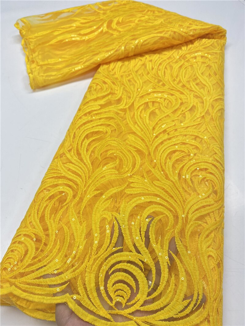 White French Tulle Lace Fabric Lace African Lace Fabric With Sequins Nigerian Lace Fabrics Sewing YA3698B-1: Picture 3