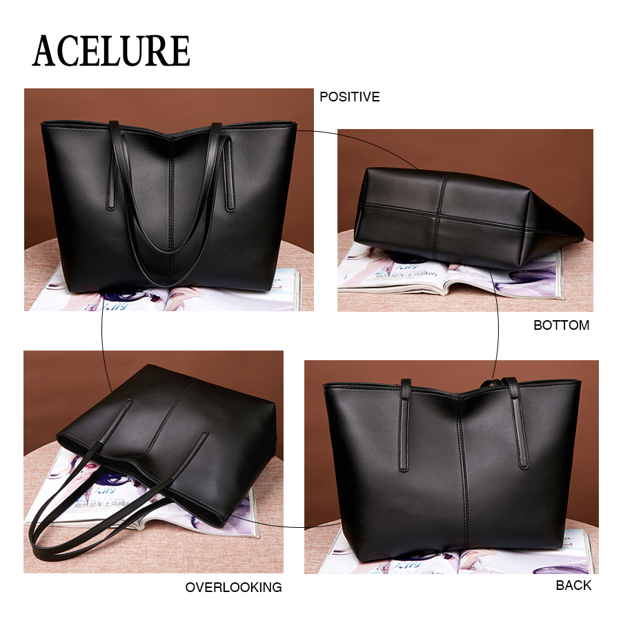 ACELURE doux sac à bandoulière en cuir synthétique polyuréthane pour les femmes solide haute capacité fourre-tout décontractés femme all-match sac à bandoulière dames sac à main