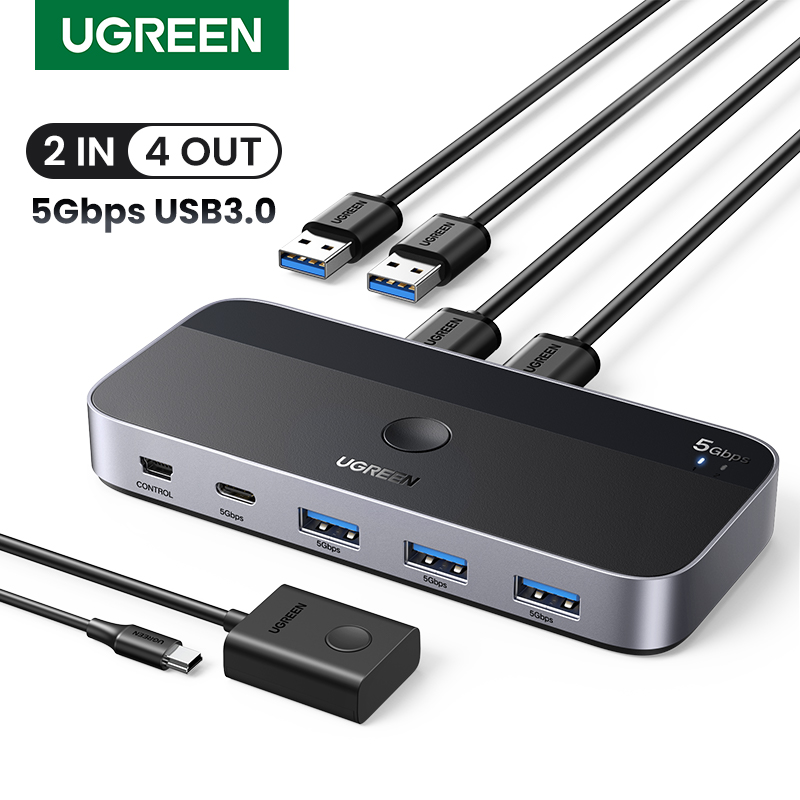 Ugreen usb kvm-switch usb 3.0- switch kvm-switch för pc tangentbord mus skrivare 2 st delning 4 enheter usb-switch