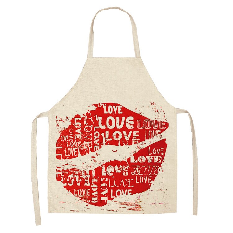 1Stck verrotten Lippen knapp Küche Schürzen Für Frauen Baumwolle Leinen Lätzchen Haushalt Reinigung Schürze Hause Kochen Schürze 53*65cm WQL0114: 2WQ-WQL0114-10