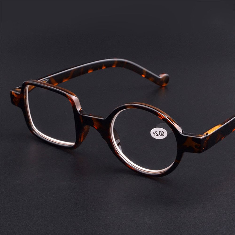 Gafas de lectura redondas y cuadradas asimétricas de leopardo Retro Para hombres y mujeres, presbicia, hipermetropía, 1,0 ~ 3,5