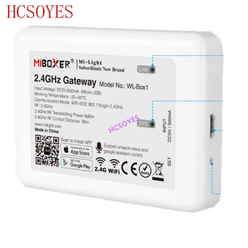 MiLight-Controlador LED de luz nocturna inteligente, 5V, CC, WiFi, iBox WL-Box1, iBox2, versión mejorada, 2,4G, inalámbrico, WiFi, rgb