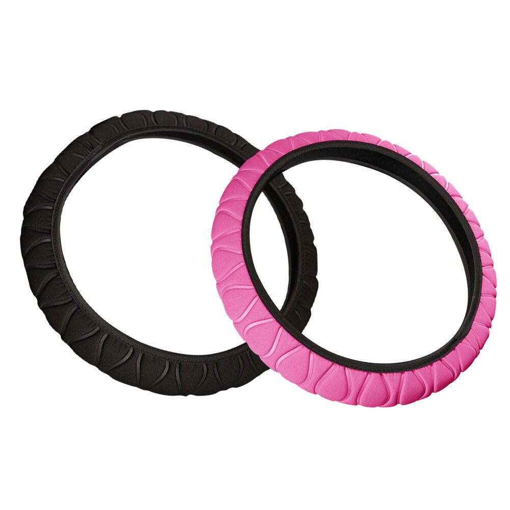 Coprivolante universale rosa/nero inverno peloso soffice peluche 37-38cm copriruota per auto accessori interni auto