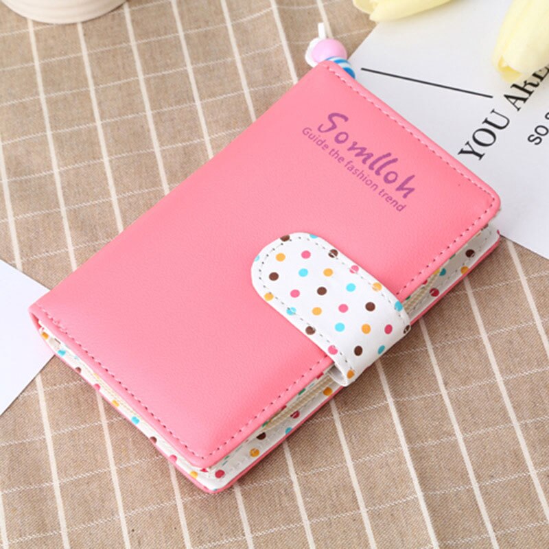 Small Wallet Women Short Luxury Brand Cute Female Purse PU Leather Dot Girls Lady Zipper Wallets Card Holder Bags: Red Medium