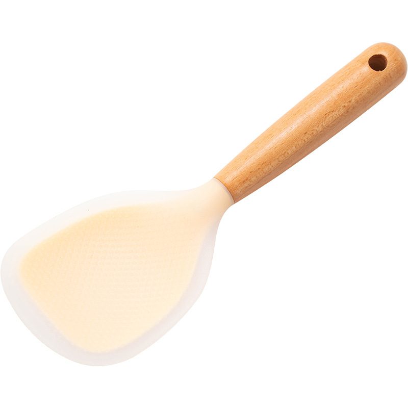 Cuchara de arroz de silicona resistente al calor, pala de arroz de silicona de alimentaria, olla arrocera antiadherente, herramienta de cocina, cuchara de arroz para el hogar, 1 Uds.: Azul