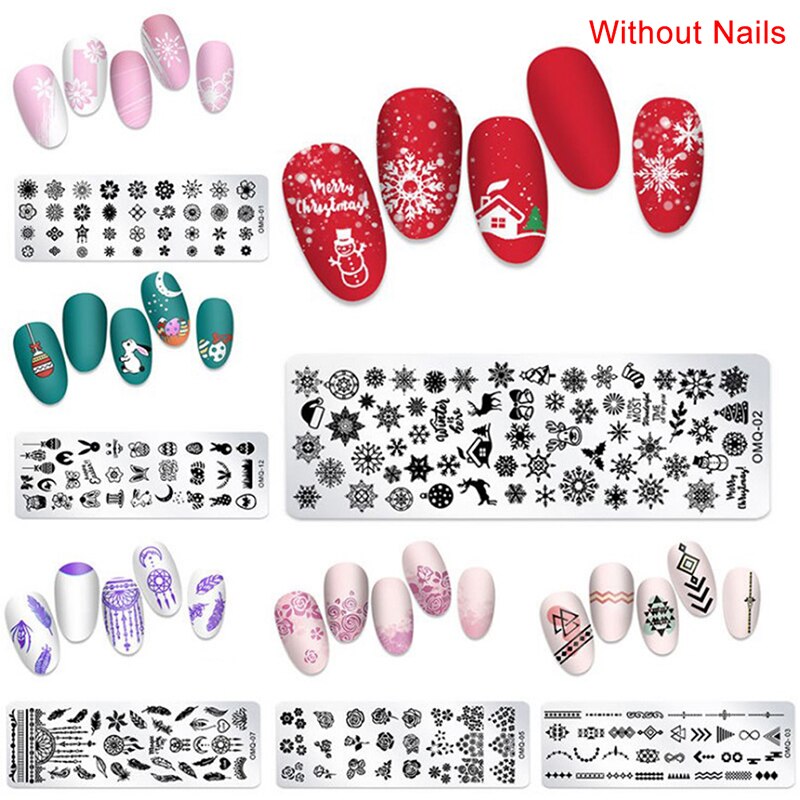Noël ongles estampage plaques ligne photos ongle Art plaque ongles impression modèle