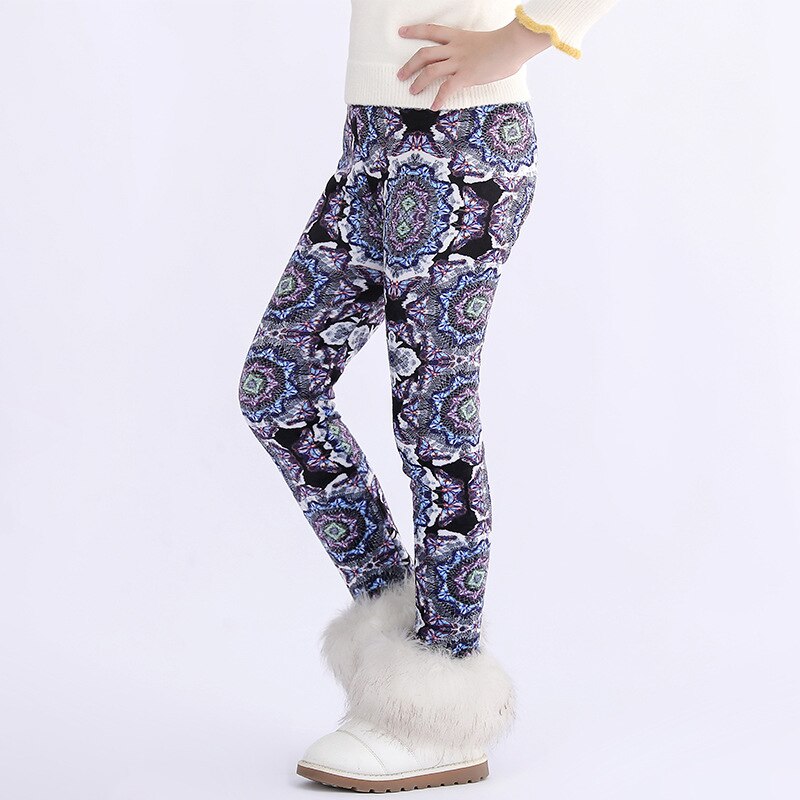 Leggings con estampado Floral para niños y niñas, pantalones pitillo cálidos para Primavera, invierno,: B-Black