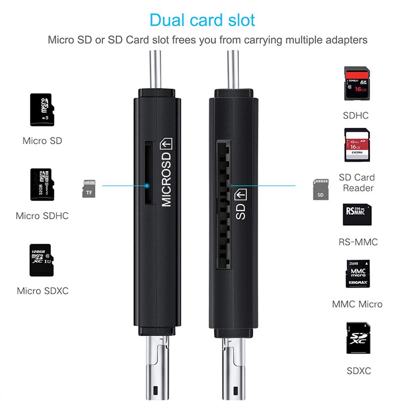 Czytnik kart SD USB 2.0 OTG mikro rodzaj USB C czytnik kart lektora karta pamięci SD czytnik na mikro SD TF USB rodzaj USB-C OTG czytnik kart