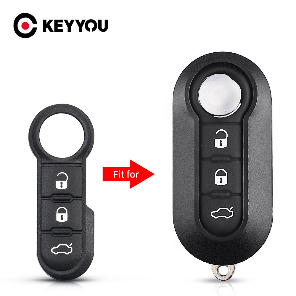 Keyyou Styling 3 Knop Rubber Pad Fob Flip Folding Key Remote Voor Fiat 500 Panda Abarth Punto Afstandsbediening Auto key Pad Case Cover
