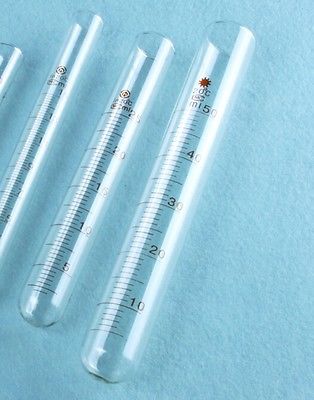 LOT 5 Scale Line 10ml Glass Test Tube Round bottom for Chemistry Laboratory