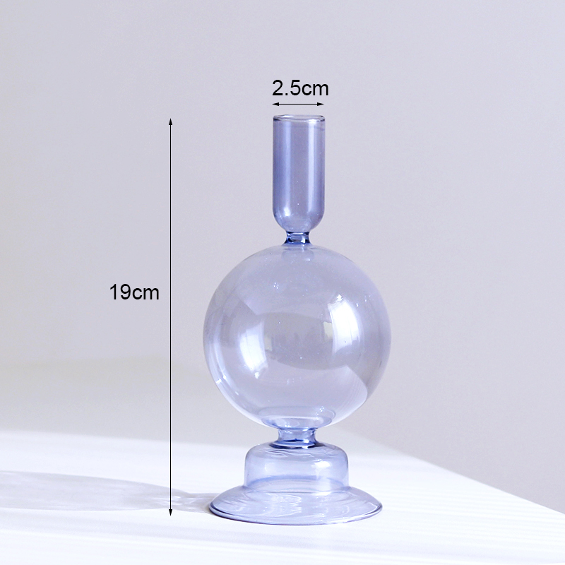 Portavelas de cristal para decoración de boda, candelabro de Color hecho a mano, florero, centro de mesa, decoración nórdica Vintage para el hogar: Transparente