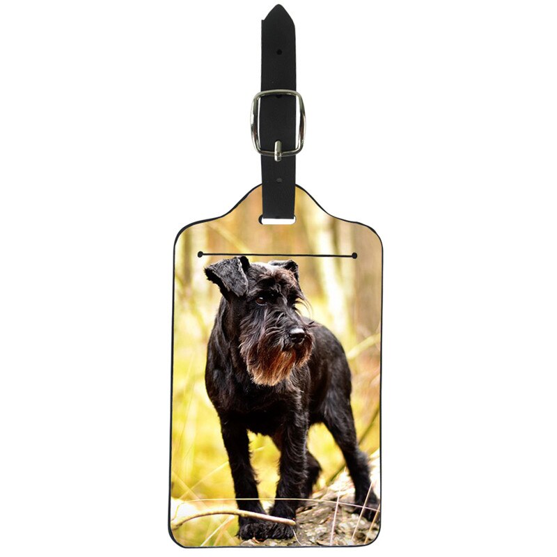 Forudesigns schnauzer hund trykt rejse bagage etiket stropper kuffert navn id adresse tags pu bagage tags rejsetilbehør: Z3008 z 24
