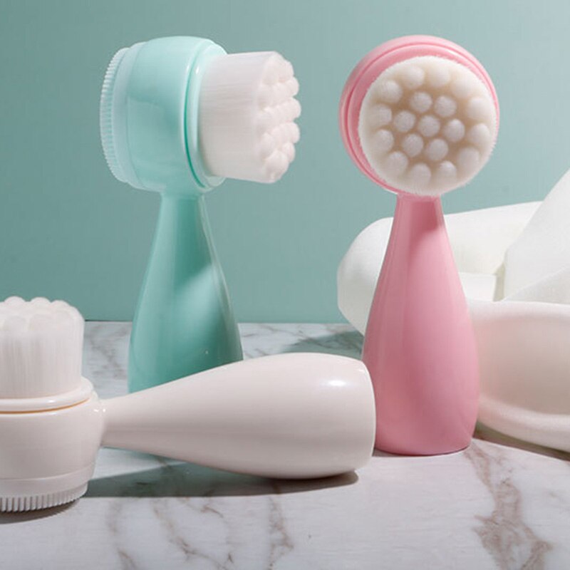 Cepillo de limpieza Facial portátil de silicona de doble cara, cepillo para limpieza de puntos negros, masaje de limpieza Facial, producto para lavado de cara