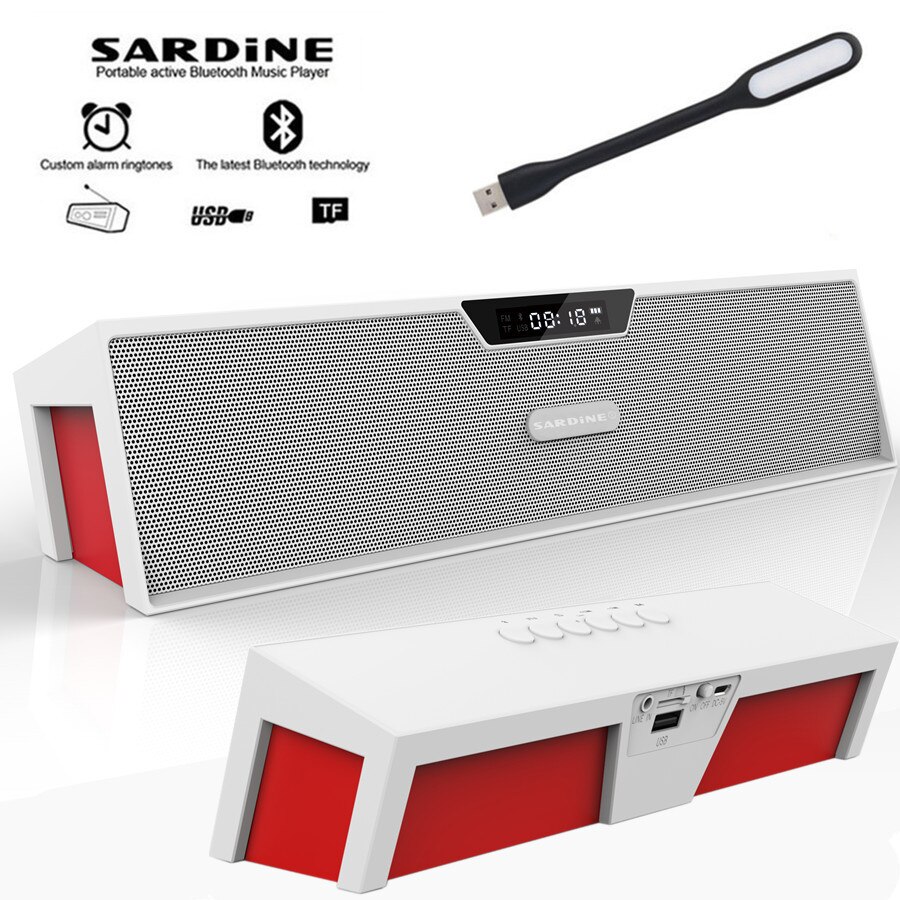 Sardine draadloze HIFI draagbare draadloze bluetooth Speaker Stereo Soundbar TF FM radio Dual bluetooth Speakers draagbare: White